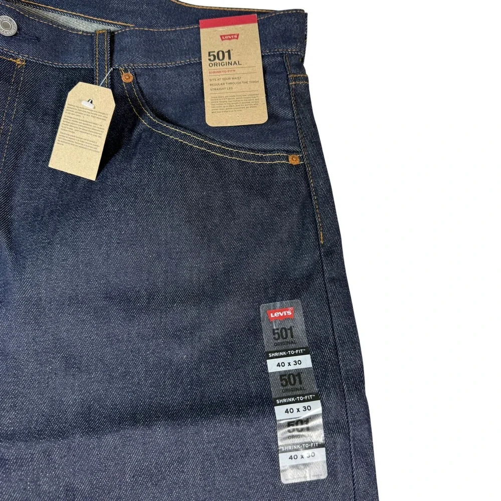 NWT Levi's 501 Original Shrink to Fit Rigid Denim Jeans Men's 40x30